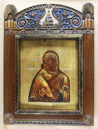Старинная икона Божья Матерь "Владимирская"