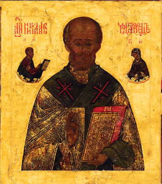 Старинная икона "Святитель Николай Чудотворец с 12-ю клеймами жития" - фото 2