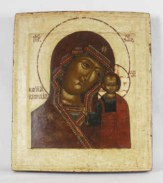 Старинная икона Божья Матерь "Казанская" с экспертизой