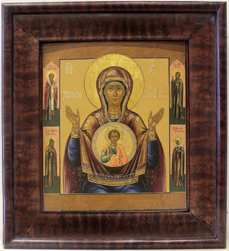 Старинная икона Божья Матерь "Знамение" - фото 5