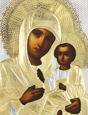 Старинная икона "Божья Матерь Тихвинская" - фото 3