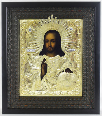 Старинная икона "Господь Вседержитель с державой и скипетром" - фото 3