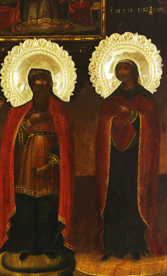 Старинная икона "Святая Троица, Святитель Христов Николай, пророк Захария и праведная Елизавета" - фото 3