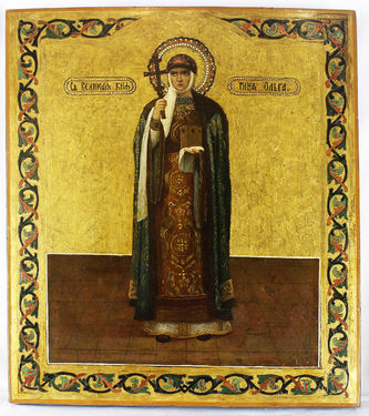 Старинная икона "Великая княгиня Ольга"