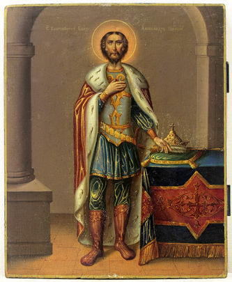 Старинная икона "Благоверный князь Александр Невский" - фото 2