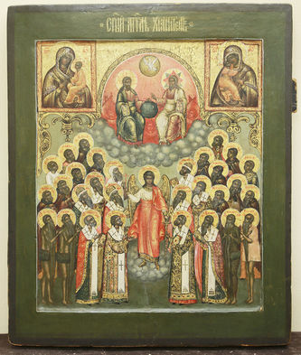 Редкая старинная икона "Собор Ангела Хранителя"