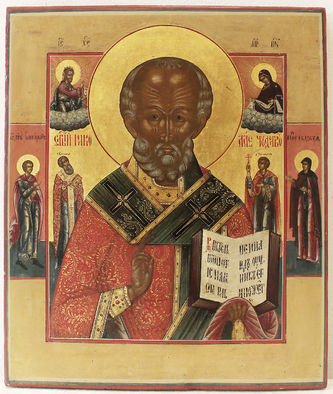 Старинная подписная икона "Святитель Николай Чудотворец"