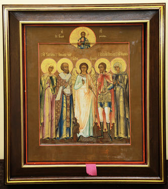 Старинная икона "Ангел Хранитель, Николай Чудотворец, Святая Татьяна, Святой Никита, Святая Стефанида" - фото 4