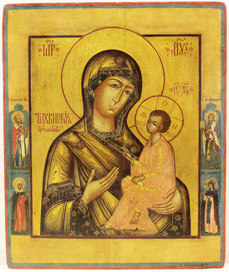 Старинная невьянская икона Божья Матерь "Тихвинская"