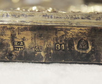 Антикварная икона "Господь Вседержитель" в окладе с эмалью - фото 5