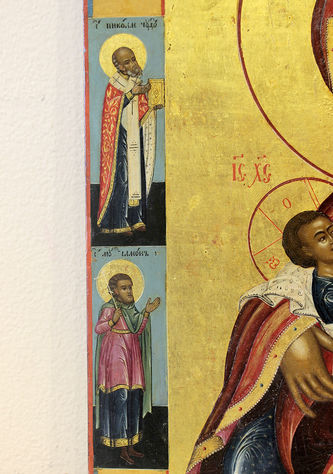 Редкая антикварная икона Божьей Матери "Блаженное чрево" - фото 3