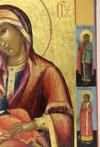 Редкая антикварная икона Божьей Матери "Блаженное чрево" - фото 4