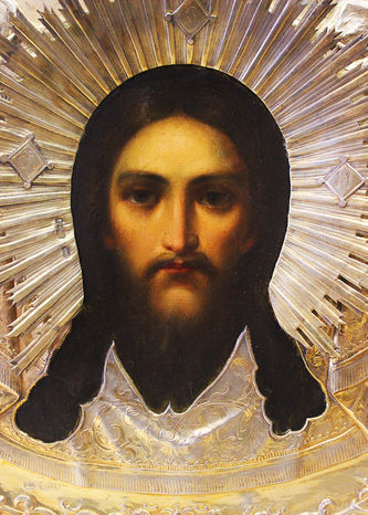 Мастер Фетисов М.Н.
Антикварная икона "Спас Нерукотворный (Спас на убрусе)" в серебряном окладе - фото 2