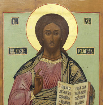 Антикварная икона "Господь Вседержитель" - фото 2