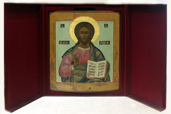 Антикварная икона "Господь Вседержитель" - фото 4