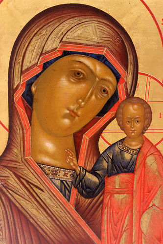 Антикварная икона "Богоматерь Казанская" - фото 2