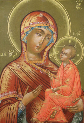 Старинная икона "Пресвятая Богородица Тихвинская" - фото 2