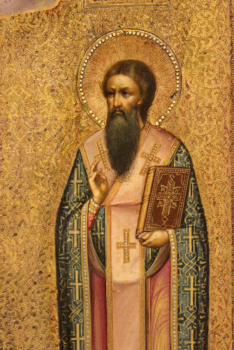 Старинная икона "Святой Василий Великий и Ангел Хранитель" - фото 3