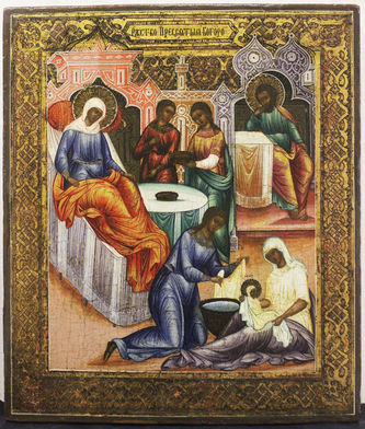 Старинная икона "Рождество Пресвятой Богородицы"