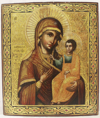 Антикварная икона "Иверская Божья Матерь"