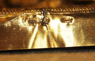 Старинная икона "Николай Чудотворец" в серебряном окладе с предстоящими архангелом Михаилом и преподобный Сергием Радонежским - фото 5