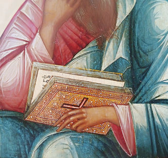 Старинная икона "Святой апостол Иоанн Богослов" в серебряном окладе - фото 4