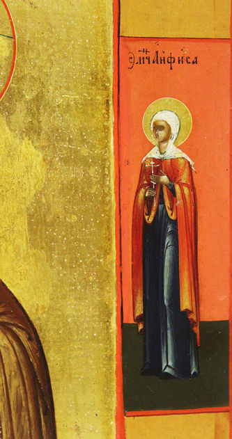 Старинная икона "Богоматерь Тихвинская" с предстоящими - фото 4