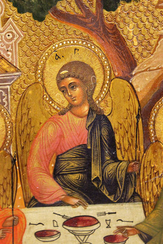 Антикварная икона "Троица Ветхозаветная (Гостеприимство Авраама)" - фото 2