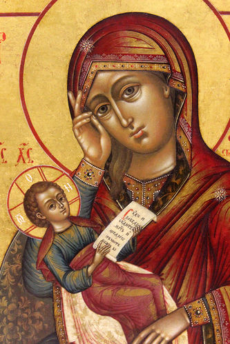 Старинная икона Божьей Матери "Утоли мои болезни" с предстоящими святыми - фото 2