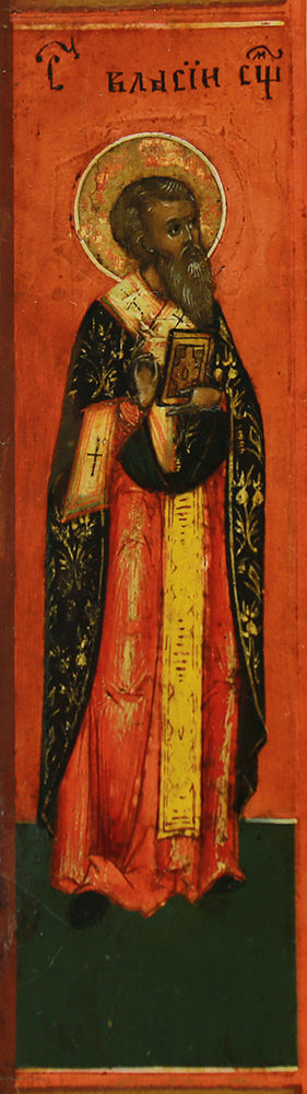 Старинная икона "Господь Вседержитель" с предстоящим мучеником Власием - фото 3