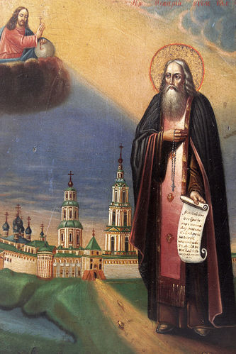 Антикварная икона "Преподобный Макарий Калязинский" - фото 2