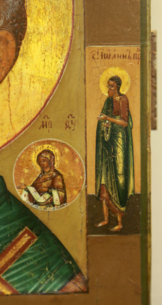 Старинная икона "святой Николай Чудотворец оплечный" с предстоящими - фото 4