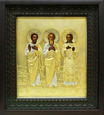 Фабрика Галкиных Семена и Петра
Старинная икона для семейного счастья - "Святые мученики Самон, Гурий и Авив - покровители семейного очага" в серебряном окладе