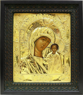 Старинная икона "Богоматерь Казанская" в серебряном окладе - фото 4