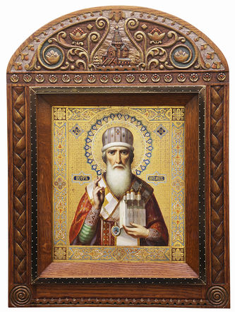 Старинная икона "Святитель Пётр Митрополит Московский"