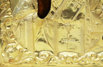 Антикварная икона "Святитель Николай Чудотворец" в окладе - фото 3