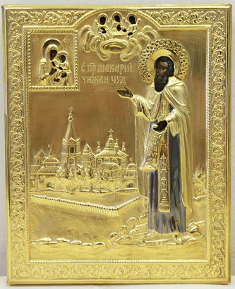 Старинная икона "Святой преподобный Макарий Унженский (Желтоводский)"