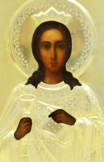 Антикварная икона "Святая великомученица Варвара" - фото 2