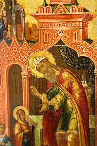 Старинная икона "Введение Богородицы во храм" - фото 4