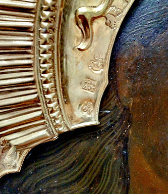 Старинная икона Божией Матери "Ахтырская" с предстоящими - святым Димитрием, св. муч. Никитой, св. Алексием, св. муч.Татьяной в серебряном окладе - фото 5