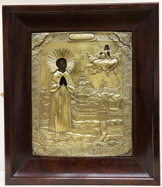 Старинная икона "Святой праведный Симеон Верхотурский" в окладе - фото 3