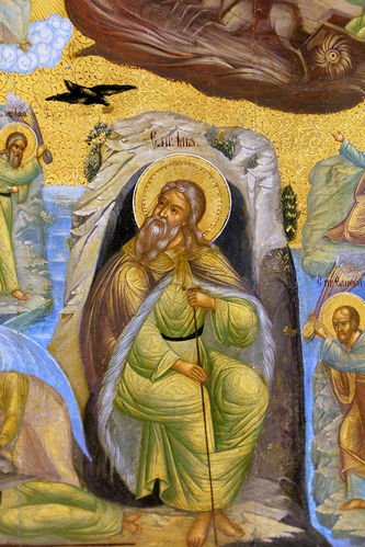 Старинная икона "Огненное восхождение Ильи пророка" - фото 2