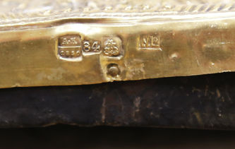 Старинная икона "Николай Чудотворец" в окладе с цветочно-растительным орнаментом - фото 5