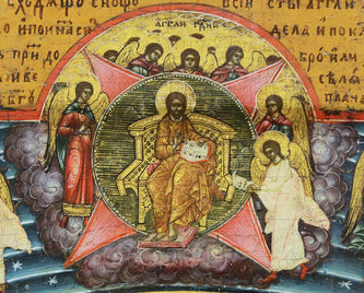 Редкая старинная икона "Святой Ангел Хранитель со сценами жития" - фото 3