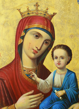 Старинная икона "Пресвятая Богородица Иверская", украшенная серебряной ризой - фото 2