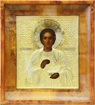 Старинная икона "Святой великомученик целитель Пантелеймон" в серебряном окладе - фото 5