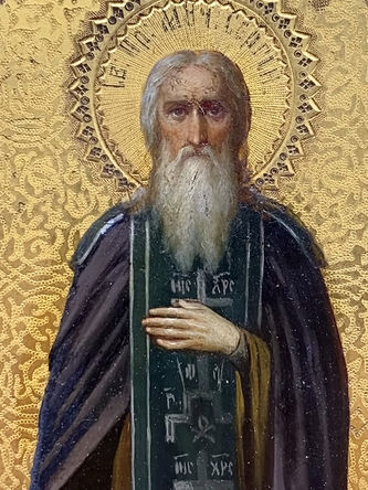 Старинная икона "Святой преподобный Сергий Радонежский и преподобный Се́ргий Валаамский" - фото 3