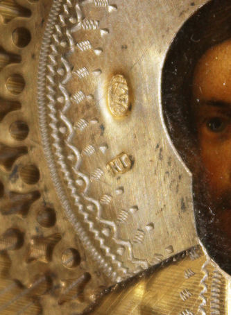 Старинная икона "Симеон Верхотурский" в окладе, в резном киоте в «Русском стиле» - фото 5