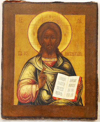 Старинная икона "Господь Вседержитель"