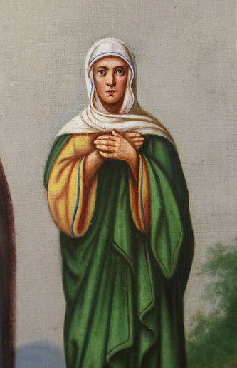 Старинная икона "Святой мученик Михаил, князь Черниговский, и праведная Глафира" - фото 3